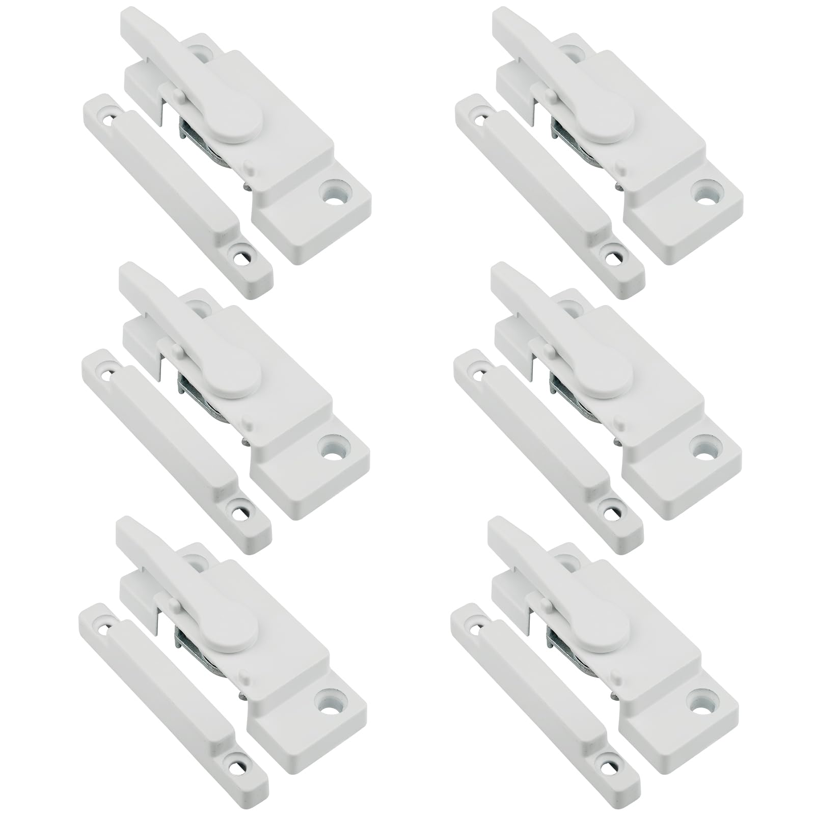 6 Pack Window Sash Locks,Window Latch Cam Action White Window Locks for Double Hung Security Viny Window Latches with Keeper Diecast,Replacement Parts for Vertical and Horizontal Sliding Windows