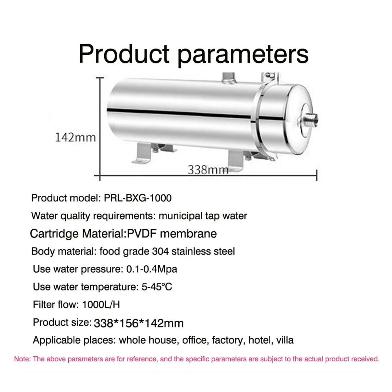 Osmosis Inversa Domestica, Filtro purificador de ultrafiltración PVDF Recto for Bebidas domésticas comerciales de Acero Inoxidable 1000L/H 304