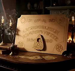 Tabuleiro mais ponteiro Tabua Ouija em mdf 3mm jogo completo decoração wicca