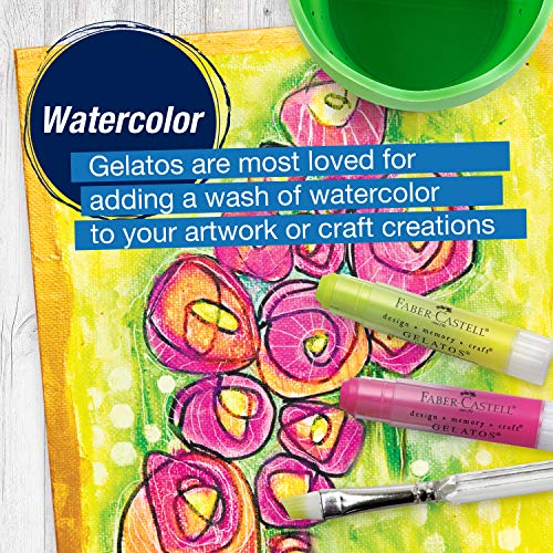 Faber-Castell Gelatos Colors Set, Brights - Water Soluble Pigment Crayons - 12 Bright Colors #TOP4