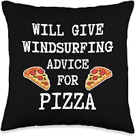 Vista 1 de Windsurfing Gifts Windsurfer Gear Windsurf Board Advice for Pizza - Almohada divertida para deportes acuáticos, 16 x 16 pulgadas, multicolor