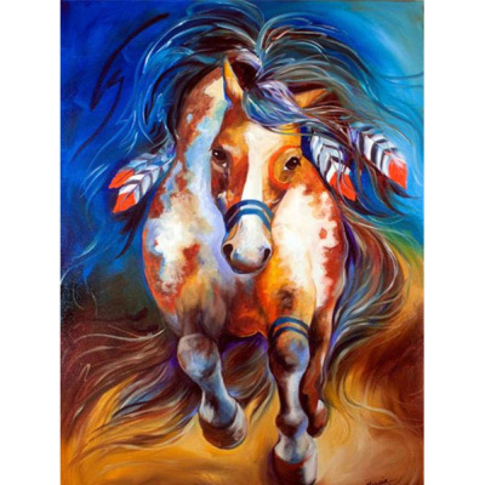 Kit broderie diamant 5D cheval de guerre mosaïque DIY décoration 40x50