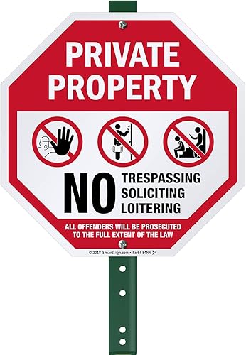 SmartSign Letrero octágono de 10 x 10 pulgadas con estaca de 3 pies, aluminio laminado a prueba de óxido de 40 mil, color rojonegro y blanco,