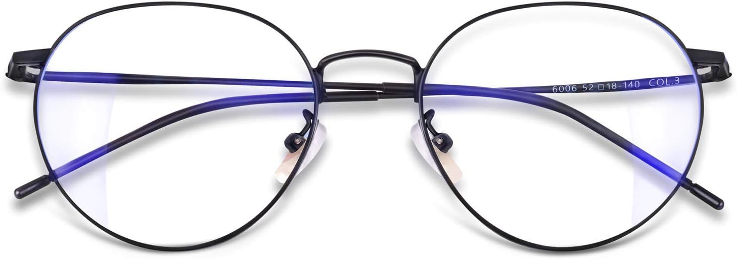 Blue Light Filter Computer Glasses for UV Blocking Anti Eyestrain Gaming Glasses Anti-Glare Protection for Men Women 6006 (Black Frame)