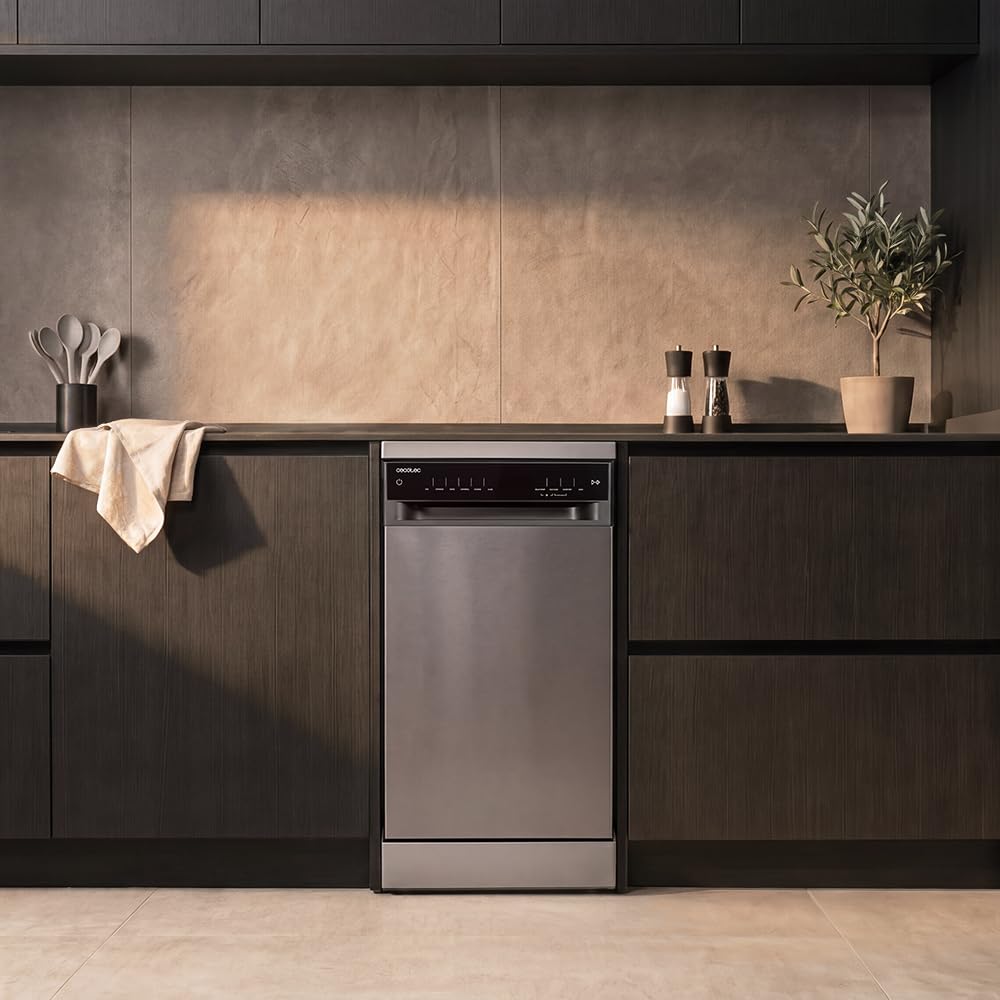 Cecotec Lavastoviglie Libera Installazione 45cm Bolero Aguazero 4560 Inox Connected. 11 Coperti, 6 Programmi, Classe C, Inverter Plus Duo, Pannello Touch,WiFi, O2Dry, Super Dry, Save+, AutoClean, Inox