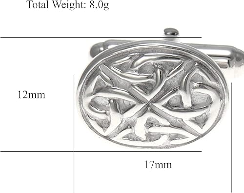 Miniatura 5 de Alexander Castle Gemelos celtas de plata de ley 925 para hombre, 0.669 in x 0.472 in, gemelos celtas ovalados Trinity con caja de regalo de joyería,