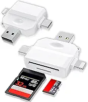 Leitor de Cartão SD 3 em 1, Adaptador SD para USB e USB-C, Compatível com iPhone, iPad, Android, Mac e PC – Transferência de Dados para Câmera Digital, Suporte SDXC/SDHC