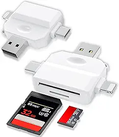 Leitor de Cartão SD 3 em 1, Adaptador SD para USB e USB-C, Compatível com iPhone, iPad, Android, Mac e PC – Transferência de Dados para Câmera Digital, Suporte SDXC/SDHC