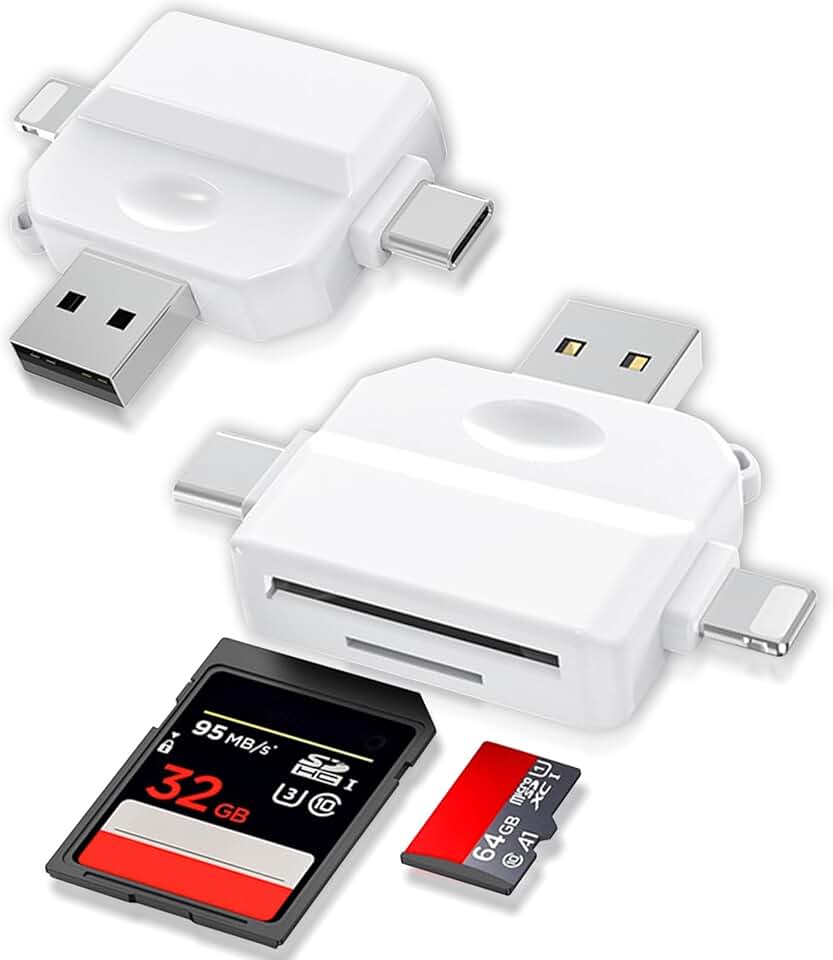 Leitor de Cartão SD 3 em 1, Adaptador SD para USB e USB-C, Compatível com iPhone, iPad, Android, Mac e PC – Transferência de Dados para Câmera Digital, Suporte SDXC/SDHC