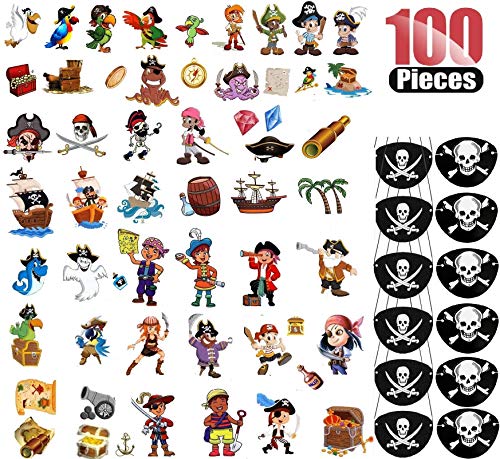 ANKKY Augenklappe Piratu00a0und Piraten Tattoo Kinder Set Für Karneval, Halloween, Weihnachten und Geburtstag Partys