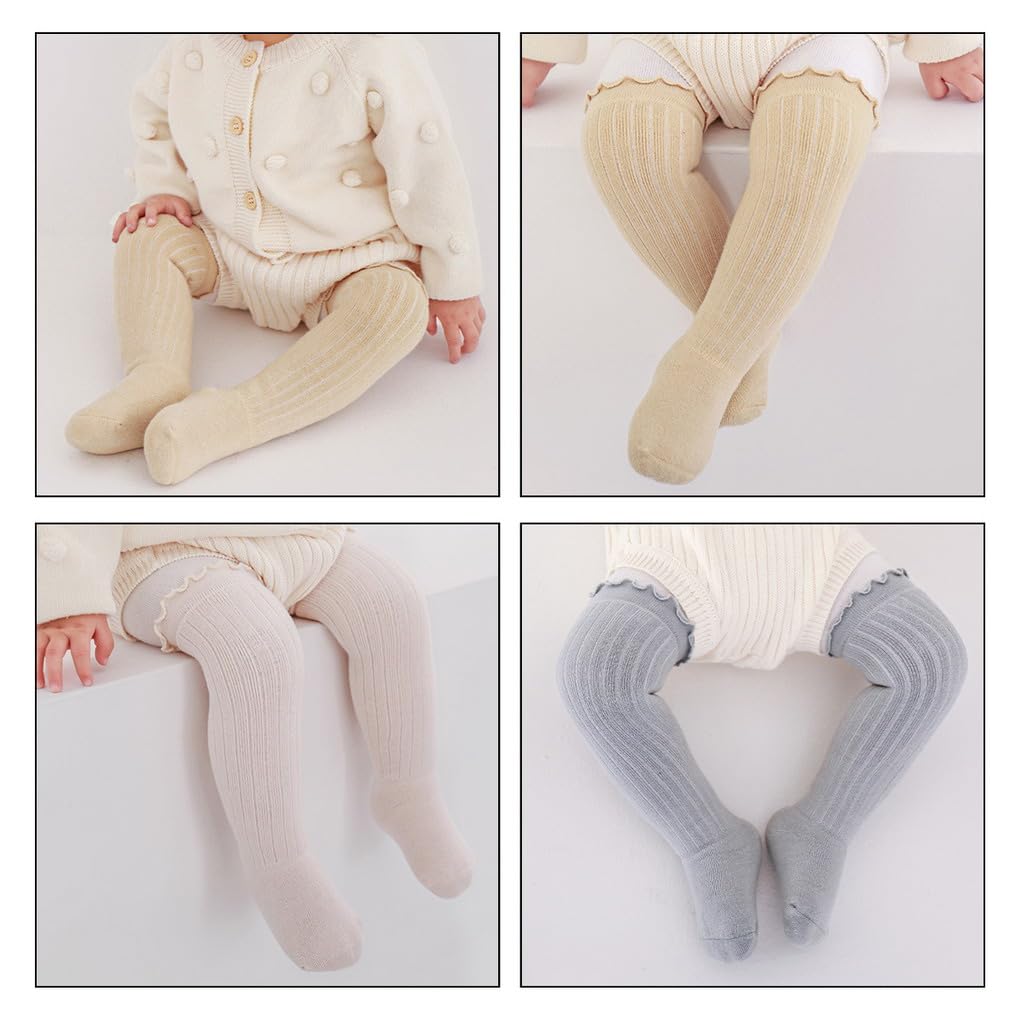 Chaussettes Hautes Montantes Bébés et Enfants, 6 Paires Grosse chaussette au genou 0-6-12 mois Longue chaussette enfant hiver coton 1-3 Ans