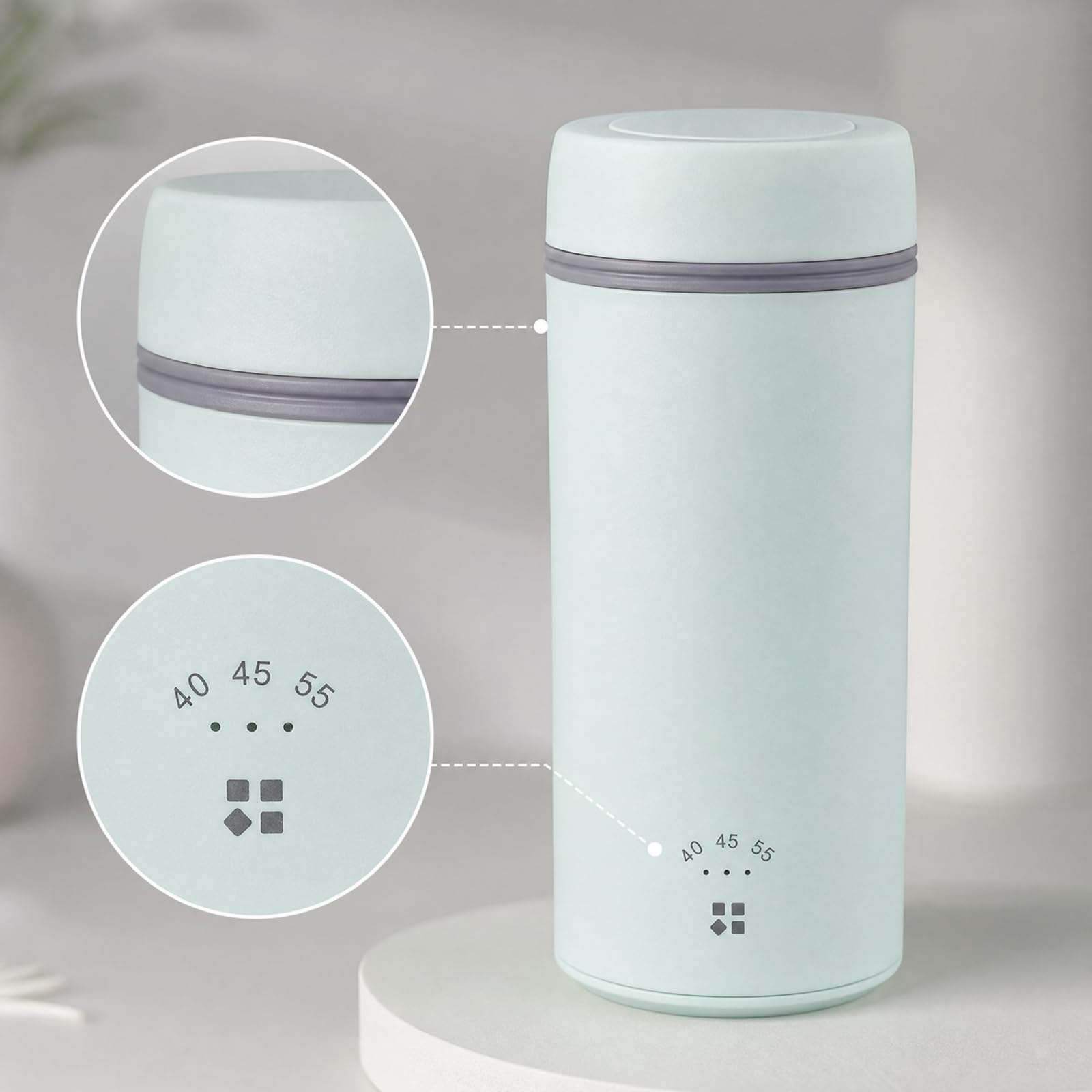 Yajuyi Chauffant Thermostatique Portable Étanche Chauffant En Acier Inoxydable 304 Compact Tasse Isotherme pr Véhicule, Vert