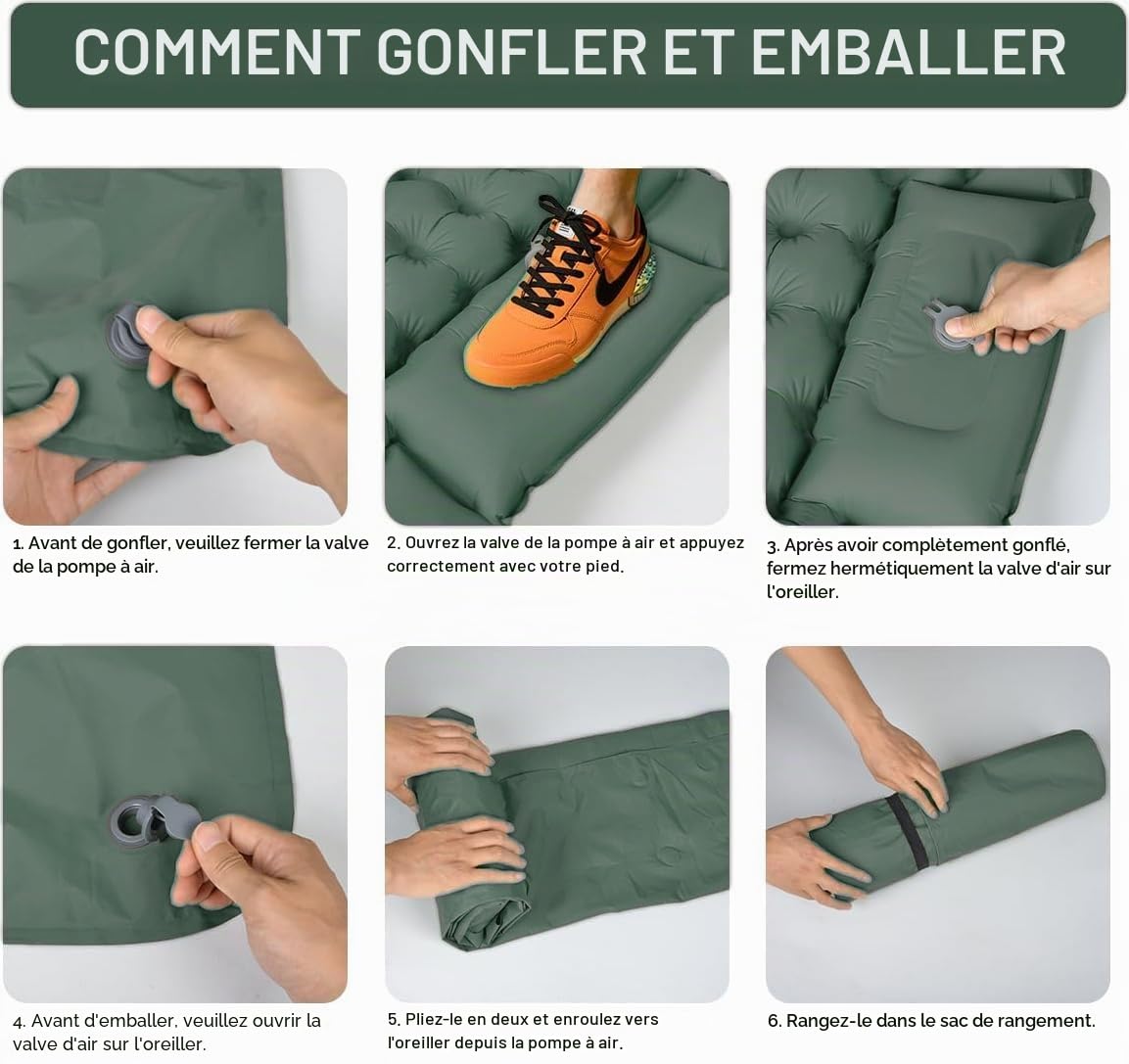 Matelas de Camping Matelas autogonflant ultraléger avec Oreiller et Pompe à Pied intégrée Matelas de Camping Gonflable Portable et Compact pour Le Trekking en Plein Air