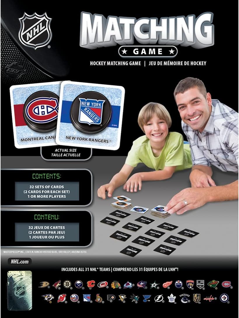 MasterPieces NHL Matching Game, 64 Cards, For Ages 3+