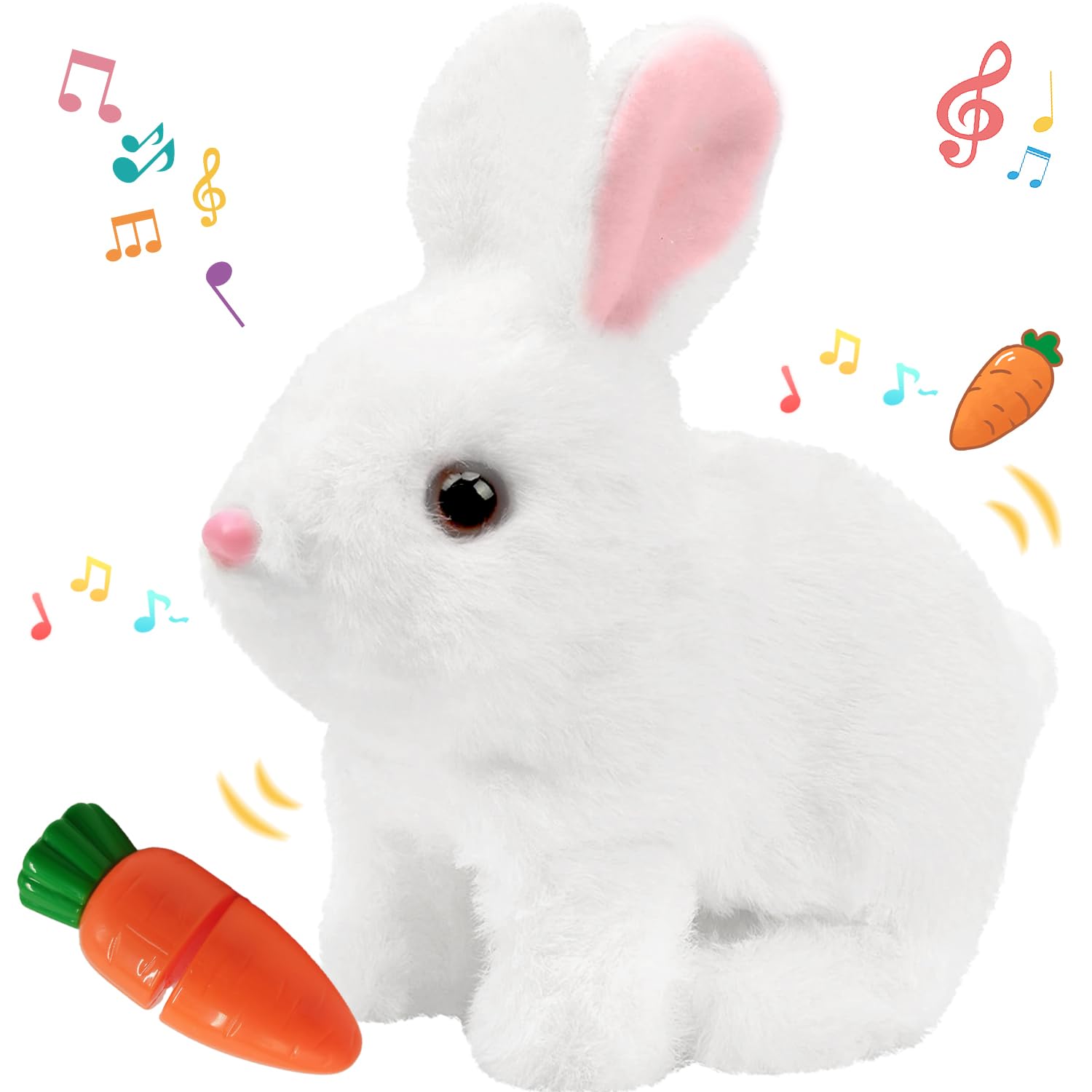 Lapin Interactif Réaliste - Jouet électronique Sautant Et Secouant Les Oreilles (16cm)