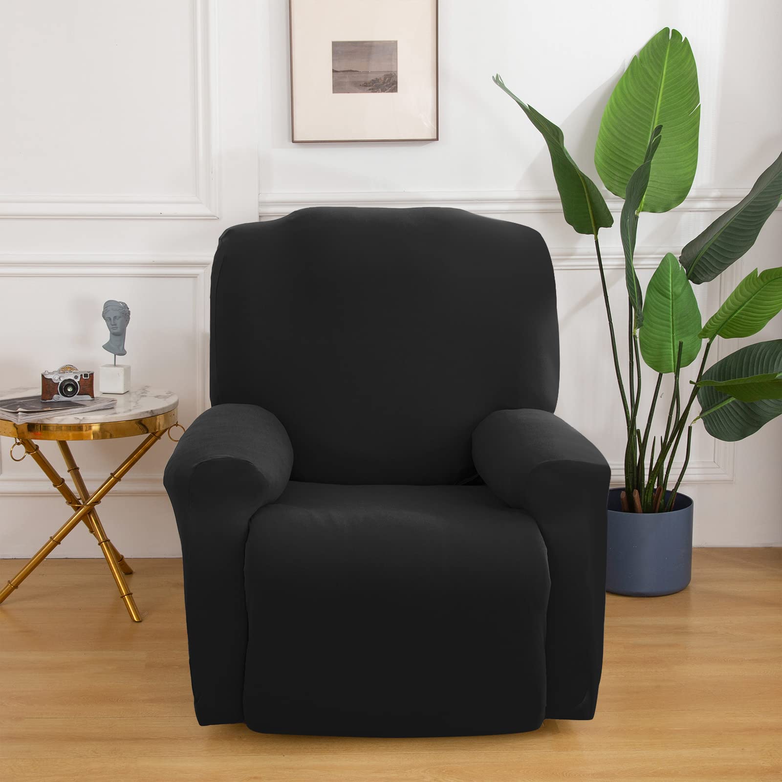 Jaotto Copripoltrona Relax Reclinabile,Fodere Copripoltrona 1 Posto Universale,Moderne Copripoltrona Relax Elettrica Reclinabile con Tasche Lavabile,Coperture per Divano da Massaggio,Nero