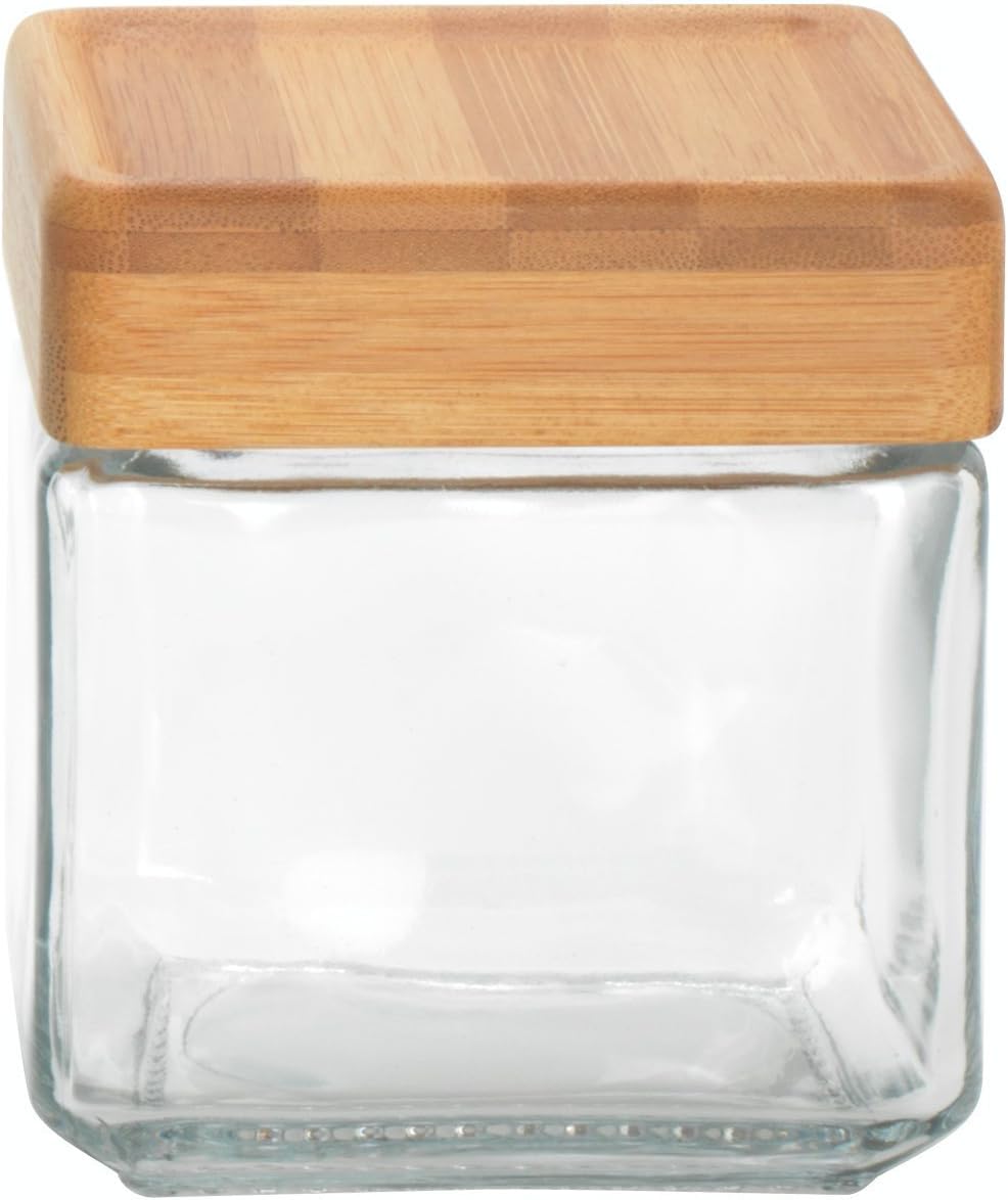 Anchor Hocking Stackable Jar w/Bamboo Lid, 1-Quart