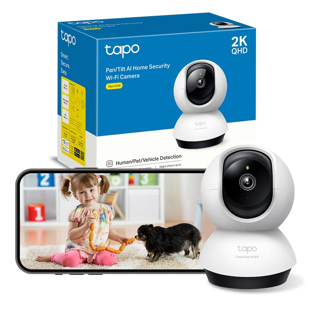 Tapo TP-Link 2K 4MP WLAN-bewakingscamera voor binnen, 360°, IR nachtzicht, bewegingsdetectie, twee-weg audio, compatibel met Alexa en Google Assistant, voor baby's en huisdieren