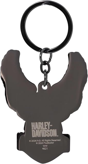 Plasticolor 004621R01Harley-Davidson Domed Eagle Bar & Shield Logo Key Chain, Black