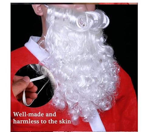 Igjur Santa Beard And Wig Set Wizard Beard White Wig And Beard Fake Beard For Costume King Triton Wig And Beard Christmas Santa Claus Beard For Kids Adults King Triton Costume Zeus Costume Santa Costume Men thumb #5