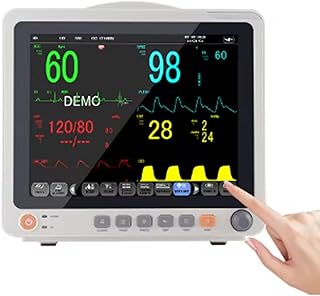 Monitor De Signos Vitales De 12 Pulgadas,Monitor Multiparámetros para Pacientes, Monitorización Remota Portátil, Monitorización De Respiración,Oxígeno En Sangre,Presión Arterial,ECG