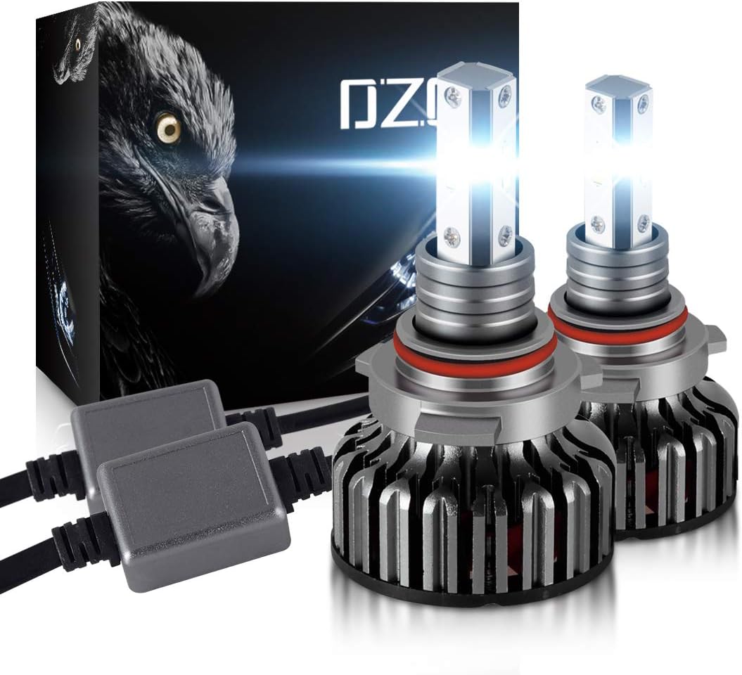 DZG Hir2 9012 LED Headlight Bulb Special For Lenticular Xenon White 70W 8000Lm 6000K No Error Ultra Bright 12V Car Hi Low Headlamp Lamps, 2 Pieces