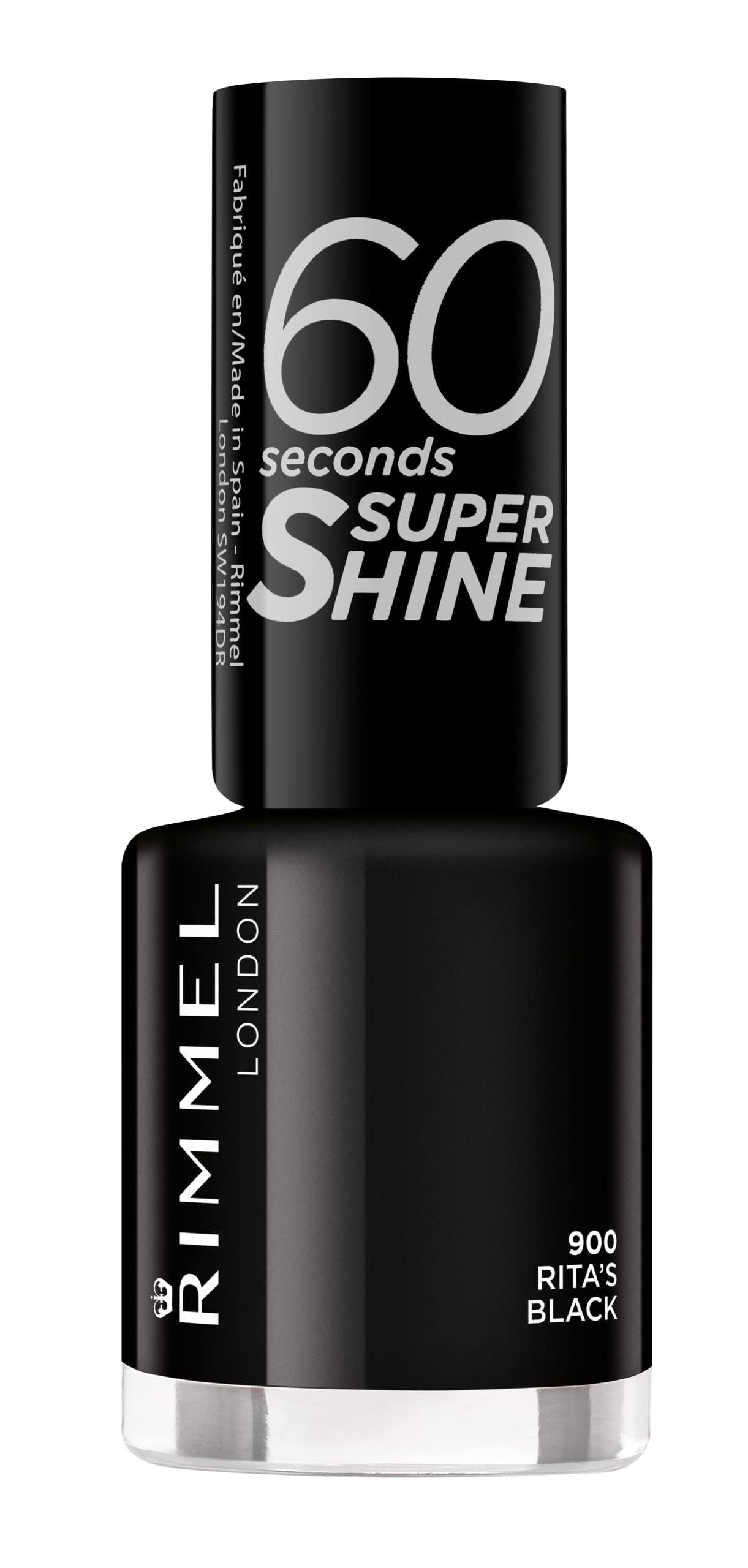 Rimmel London Rita Ora 60 Seconds Super Shine Nail Polish, 900 RITAS BLACK, 8 ml, Packaging May Vary