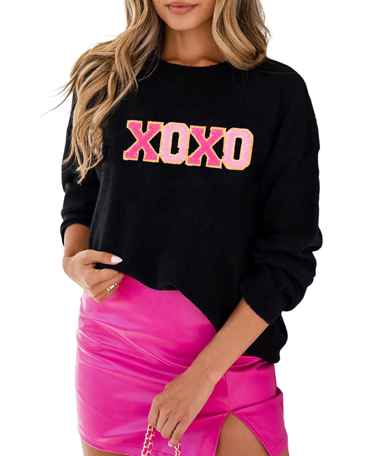 SELINK Women's Holiday Sweater Crew Neck Print Casual Long Sleeve Pullover