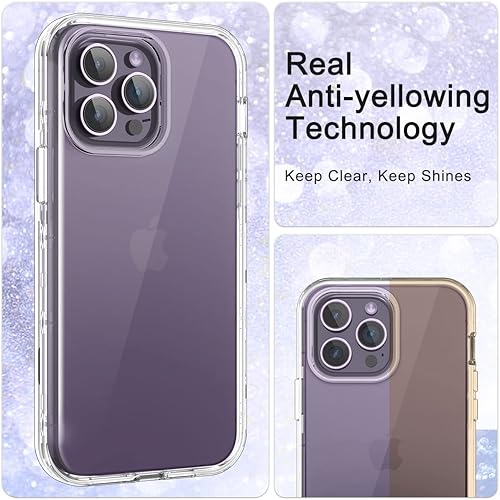 Miniatura 5 de LONTECT Funda para iPhone 14 Pro Max con purpurina brillante a prueba de golpes, resistente, híbrida, resistente, funda protectora de alto impacto