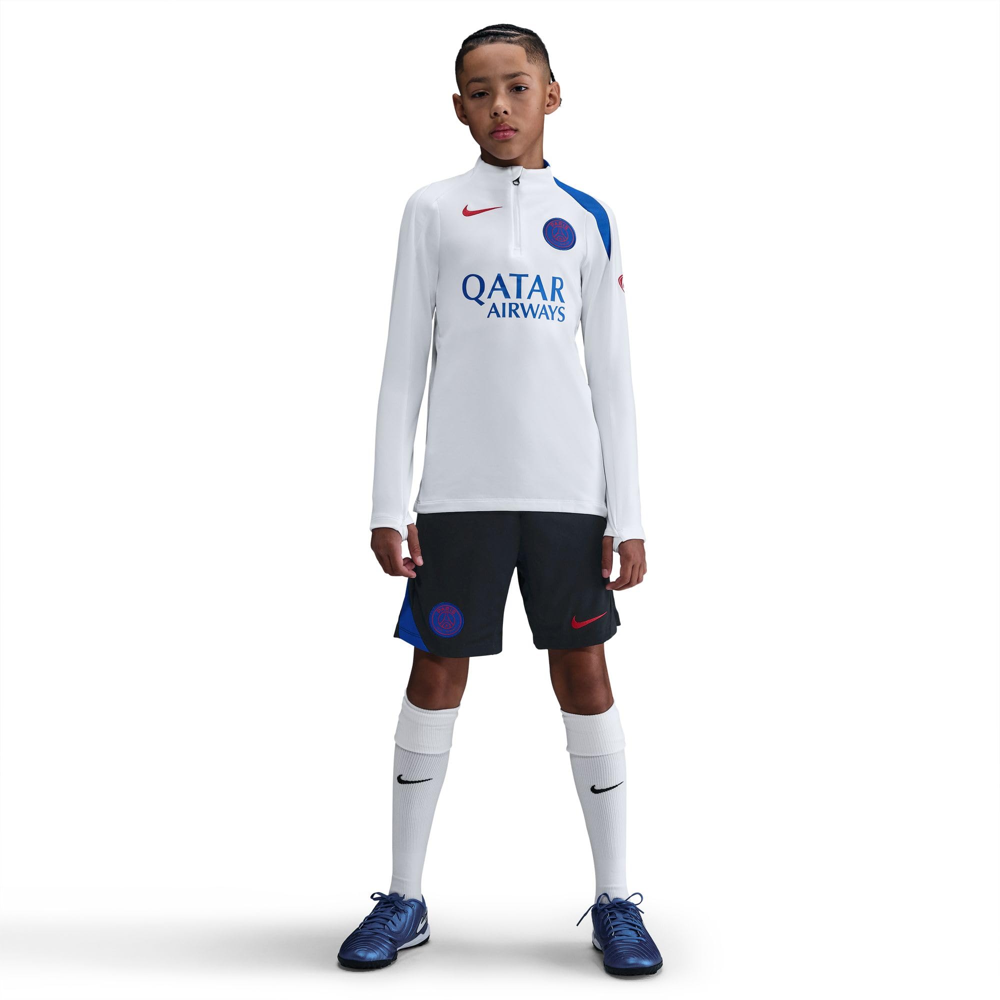 Paris Saint-Germain Strike Third Nike Dri-FIT Total 90 Fußball-Drill-Oberteil aus Strickmaterial für ältere Kinder, HM4159