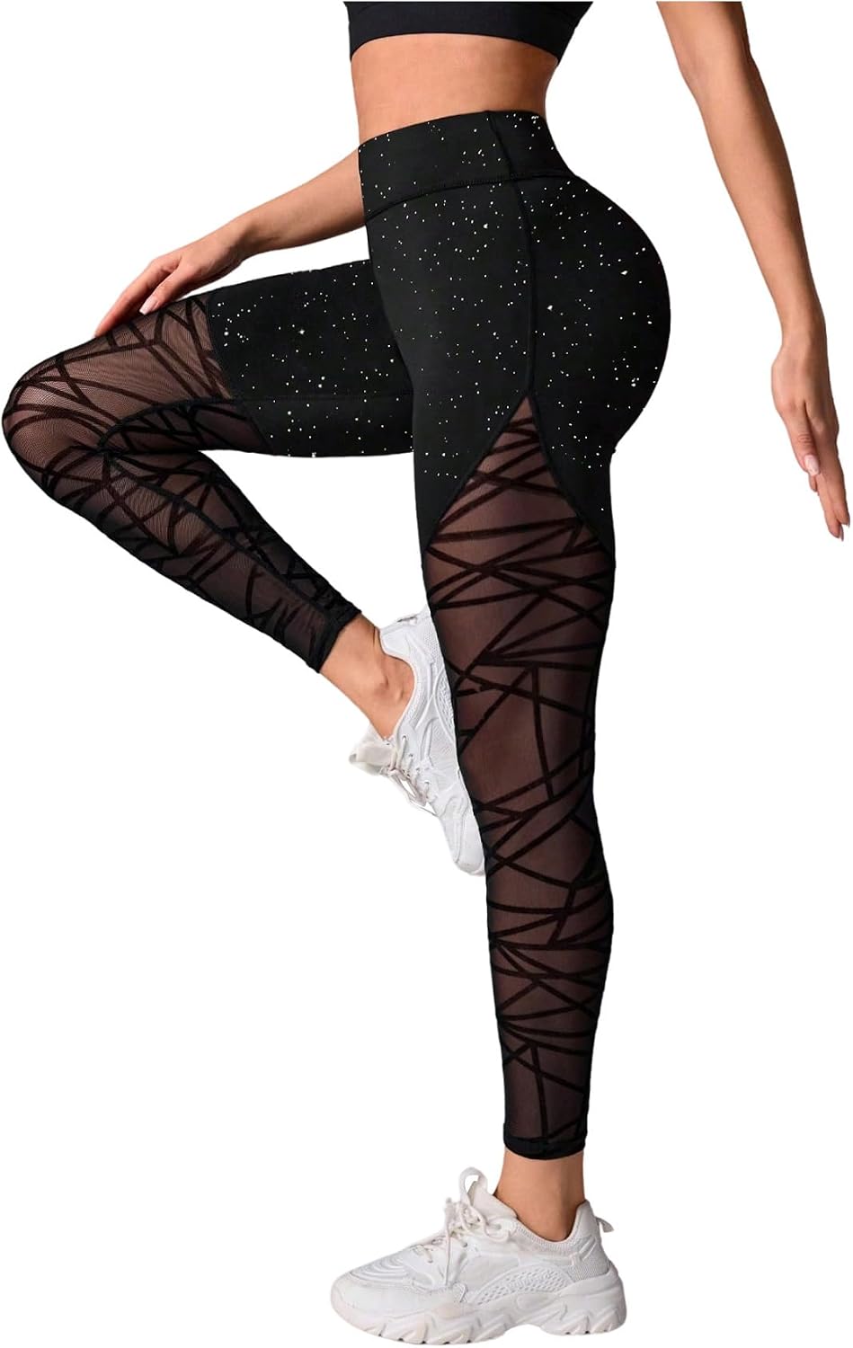 SHENHE Women's Fishnet Seamless High Waisted Tummy Control Workout Leggings Pants