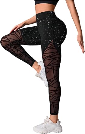 SHENHE Womens Fishnet Seamless High Waist Workout Leggings Pants