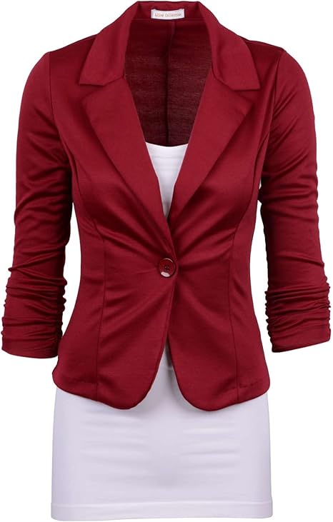 Auline Collection Women's Casual Work Solid Color Knit Blazer