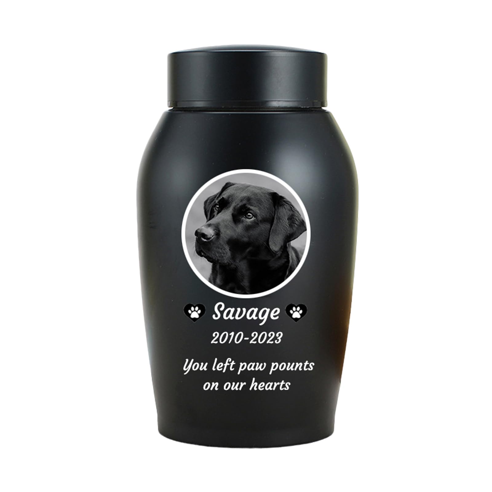 Haustier Urnen für Hunde Asche personalisiert, Hund Urnen für Asche anpassbar, Edelstahl Hund Einäscherung Urnen Hund Memorial Keepsake Urnen,Schwarz,Big