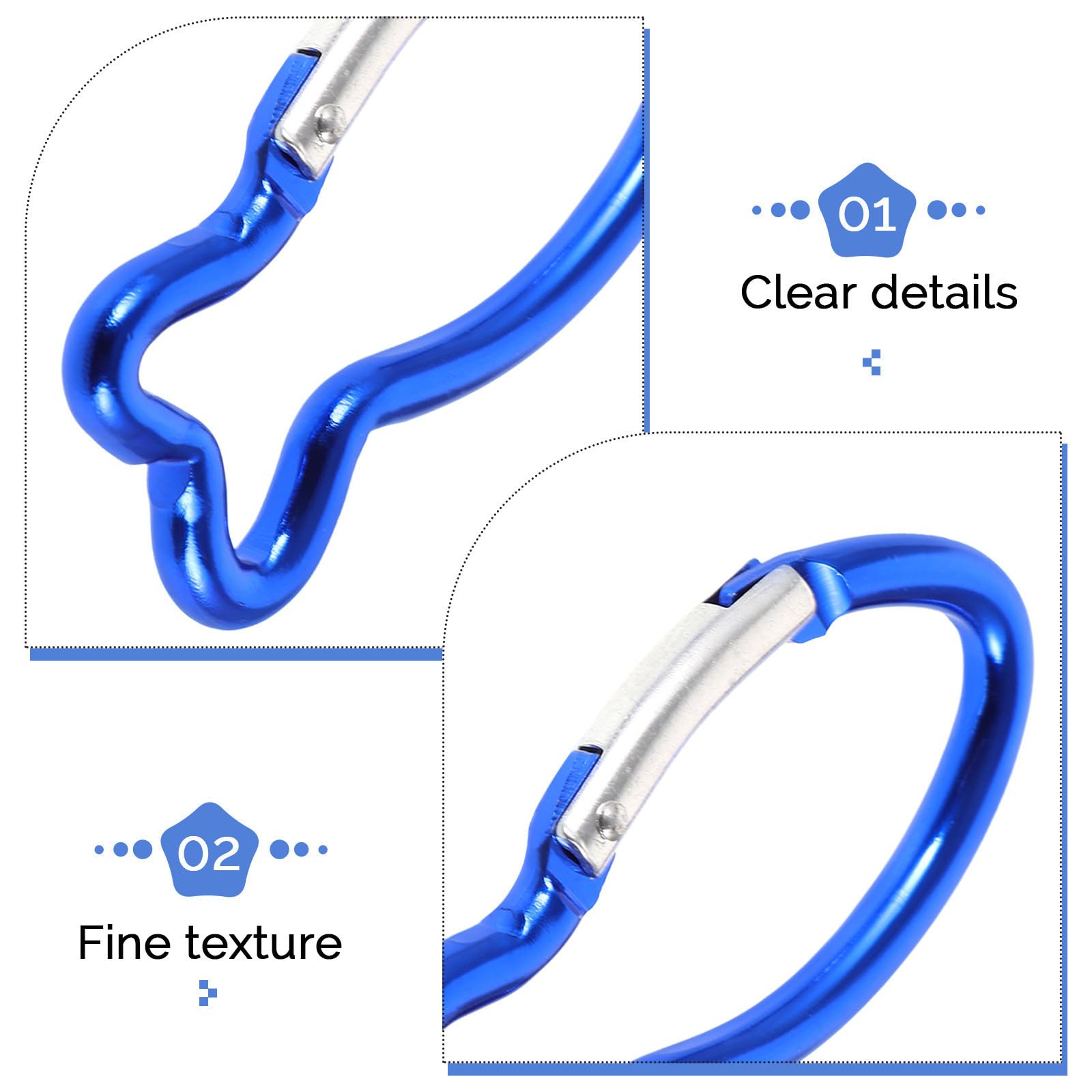 Beavorty 50 Pezzi Moschettone da Arrampicata a Forma di Pesce in Lega di Alluminio Blu, Moschettone Multifunzionale Gancio di Sicurezza per Trekking e Campeggio Outdoor