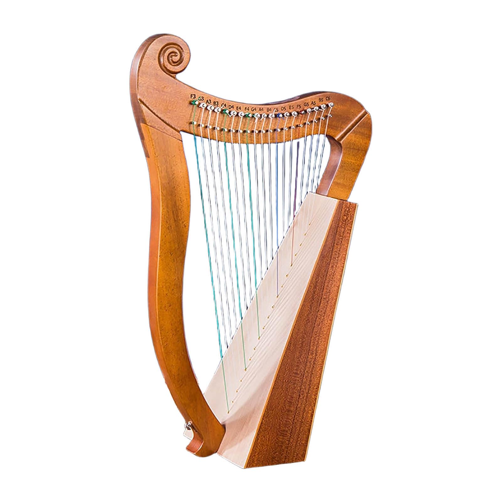 Lira in legno a 19 corde, in mogano massiccio, con chiave per accordatura e custodia, strumento musicale perfetto per principianti e amanti della musica