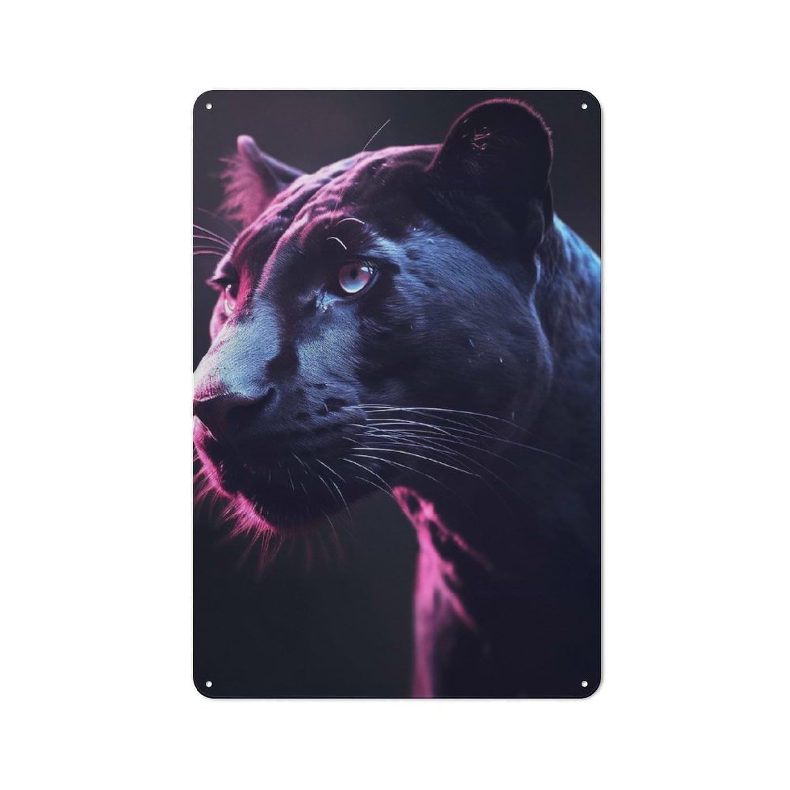 Junmoney Black Panther Pink Light Industrial-Style Tin Sign 30X20cm For Garage Or Workshop, For Garage, Workshop And Man Cave Decoration