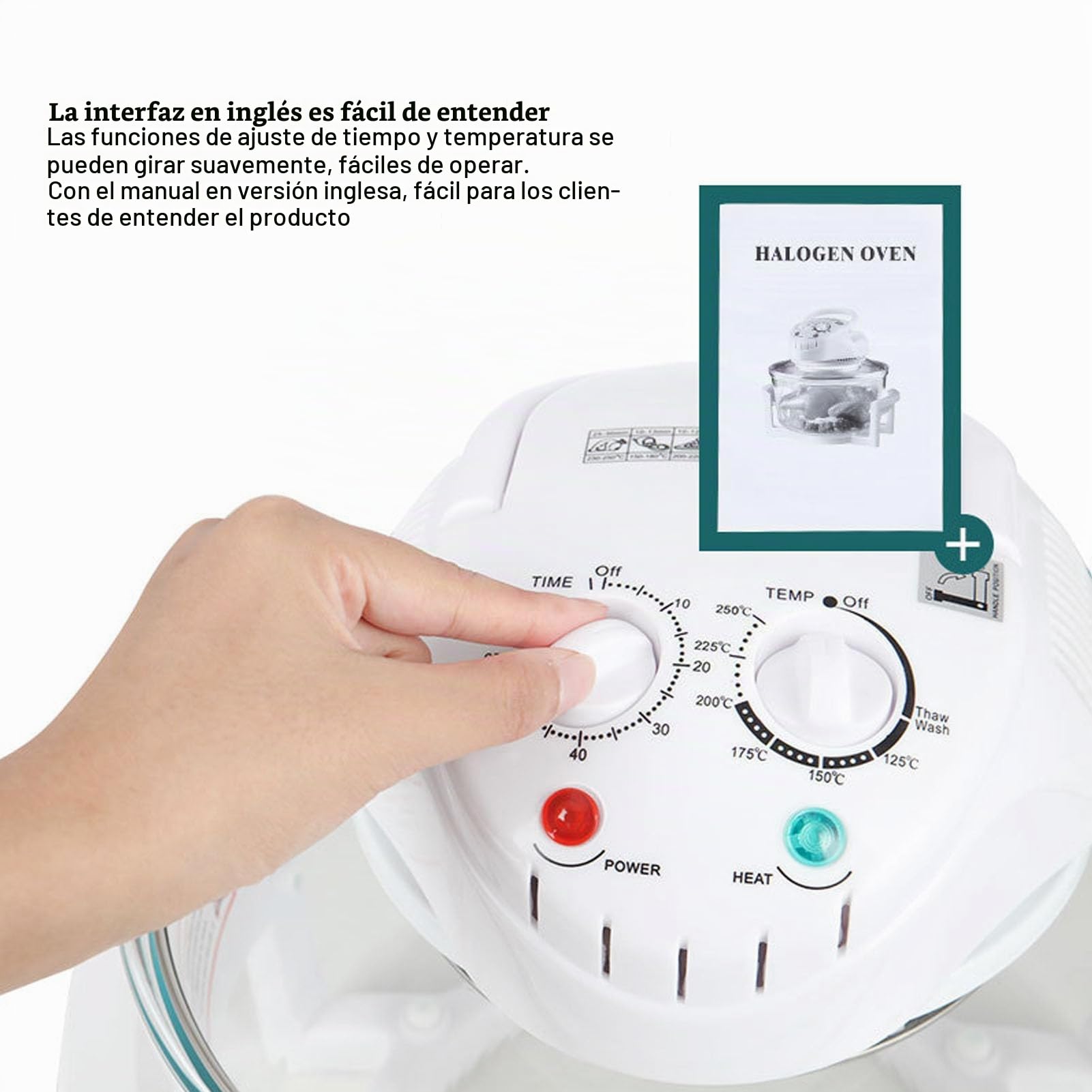 Asixxsix Freidora de Aire de Vidrio de 12l, 65 ℃ a 250 ℃ Temperatura Ajustable, 360 Grados Visibles Oills Food Cooker con Temporizador para Papas Fritas, Pollo, Filete, Camarones de (EU enchufe 220V)