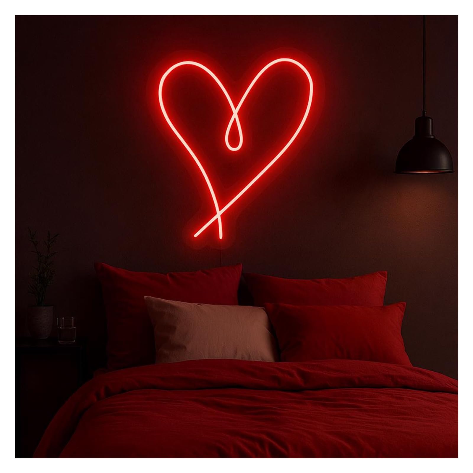 Shouxi Girls C Sign Lamp Heart Neon Sign, Suitable For Room Wall Decor With Dimmable 38Cm