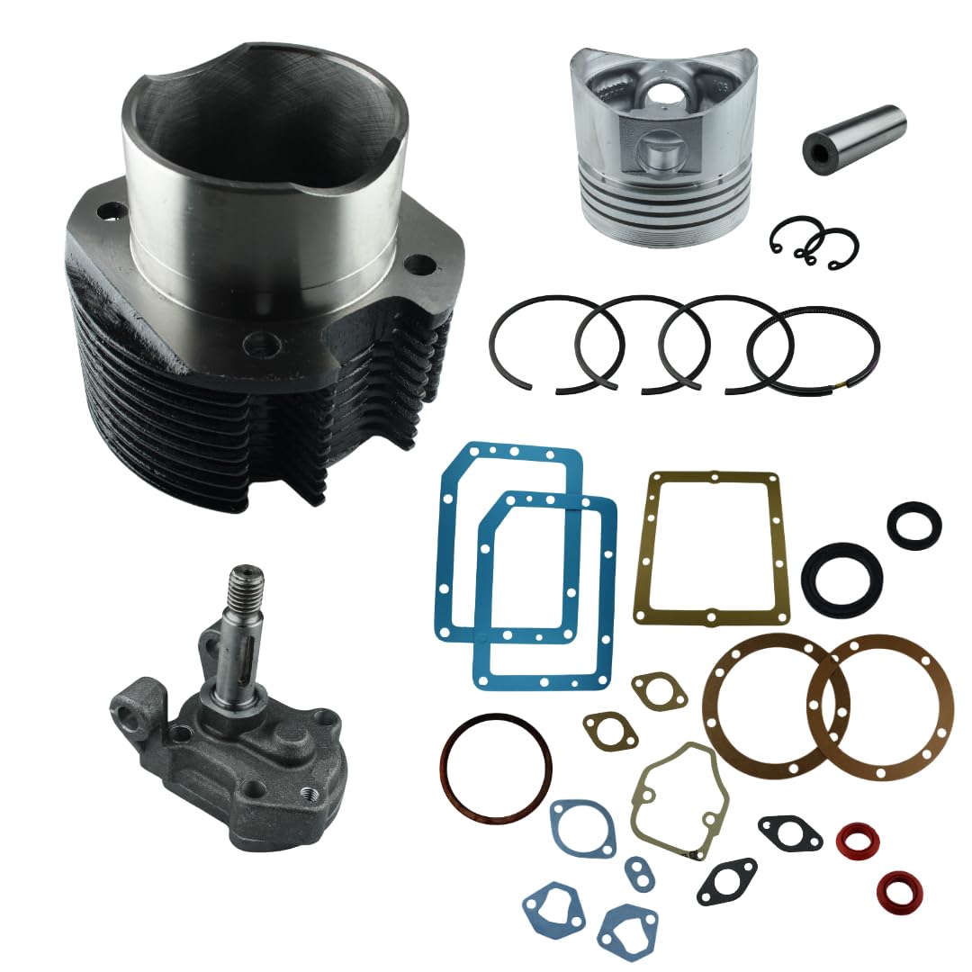 Kit Cilindro e Pistone + Pompa Olio + Serie Guarnizione Completa e Paraoli Compatibile per Motore Lombardini Diesel 6ld 360 per Motozappa e Motocoltivatore
