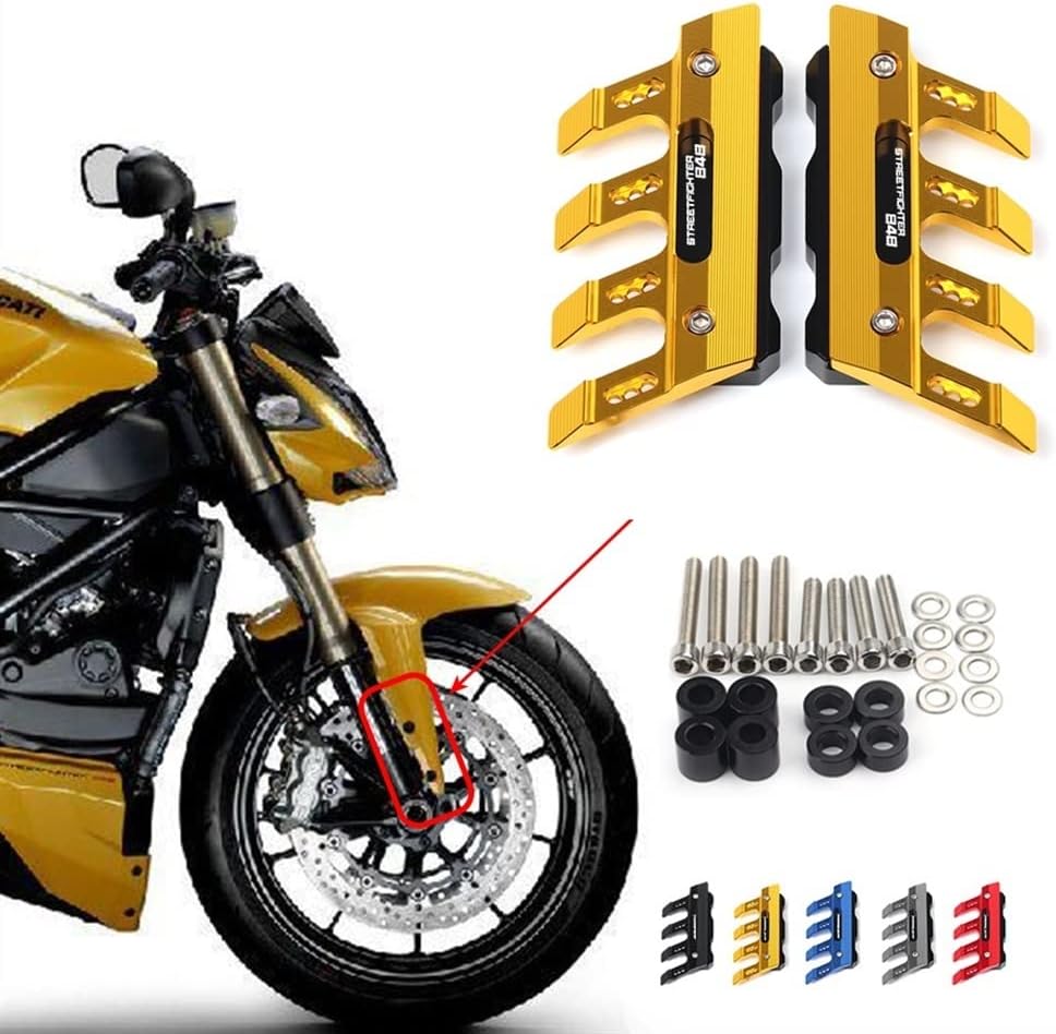 SCUUBE for Ducati Streetfighter 848 Motorcycle Fall Side Guard Front Fork Protector Front Fender Protection Block Side Guard CNC Aluminum Motorcycle Accessories (Color : Red)