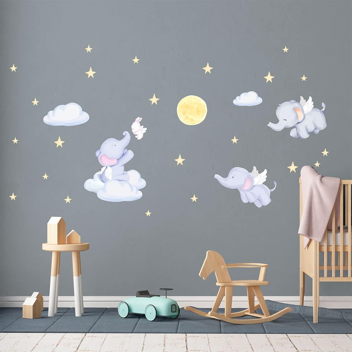 Children's Wall Stickers - Baby Room Decoration - Children's Bedroom Wall Sticker - Elephant in The Starry Sky - H60 x L90 cm - Image 4