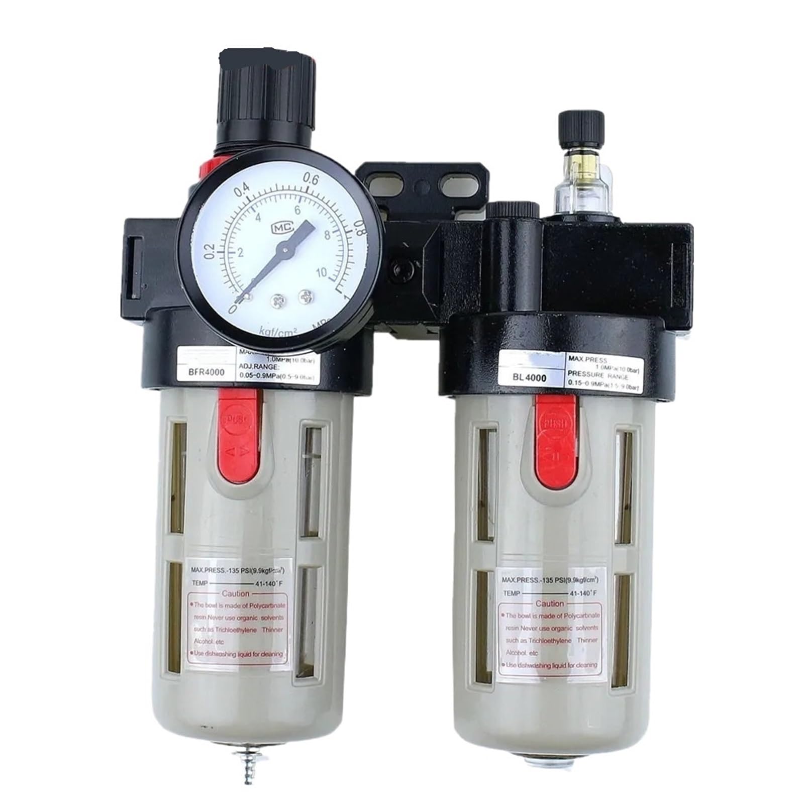 1pc BFC40001/2" Air Filter Regulator Combination Lubricator,FRL Two Union Treatment,BFR4000 + BL4000