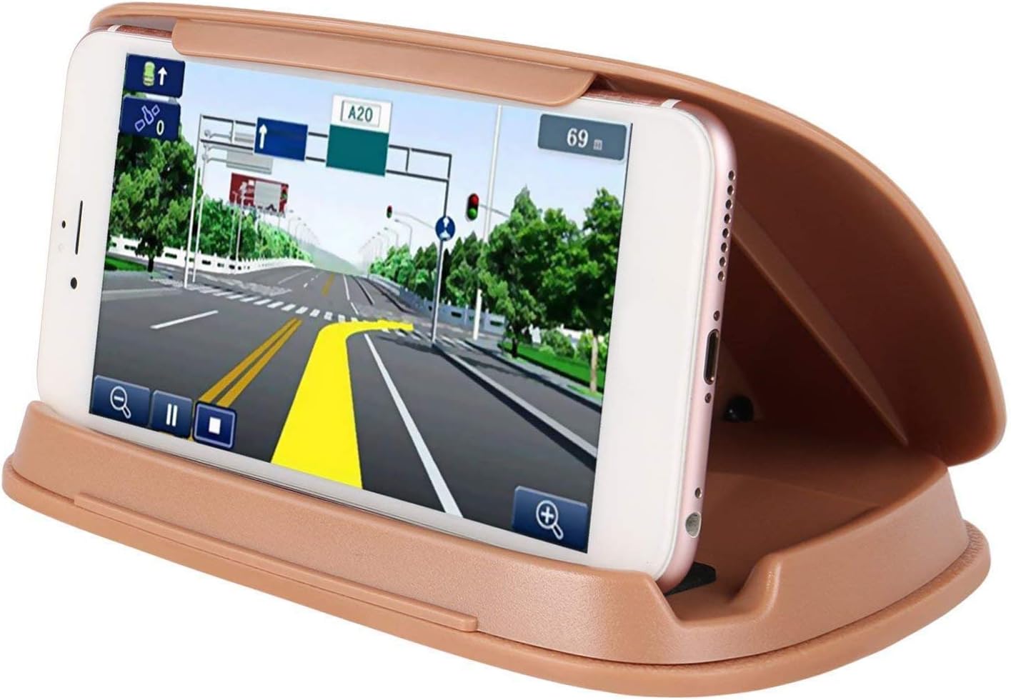 Bosynoy Phone Holder for Car, GPS Holder for Car Dashboard, Universal Car Phone Mount Compatible for Smart Cell Phones - Brown