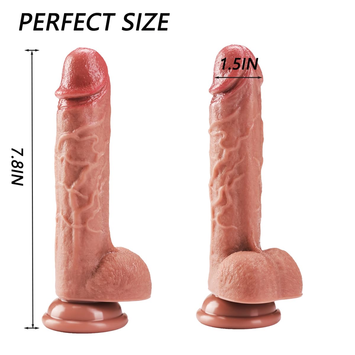 Realistic Silicone Dildo 7.8 Inch with Suction Cup – G-Spot and Anal Stimulator Sex Toy for Women, Couples – Adult Toy for Intimate Play