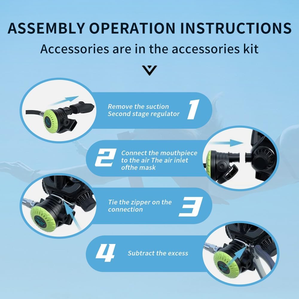 Portable Scuba Tank Kit 1L Capacity, 15-20 Minute Dive Time Emergency Lung Tank, Aviation Aluminum Diving Gear for Underwater Photography & Rescue Operations (Green)