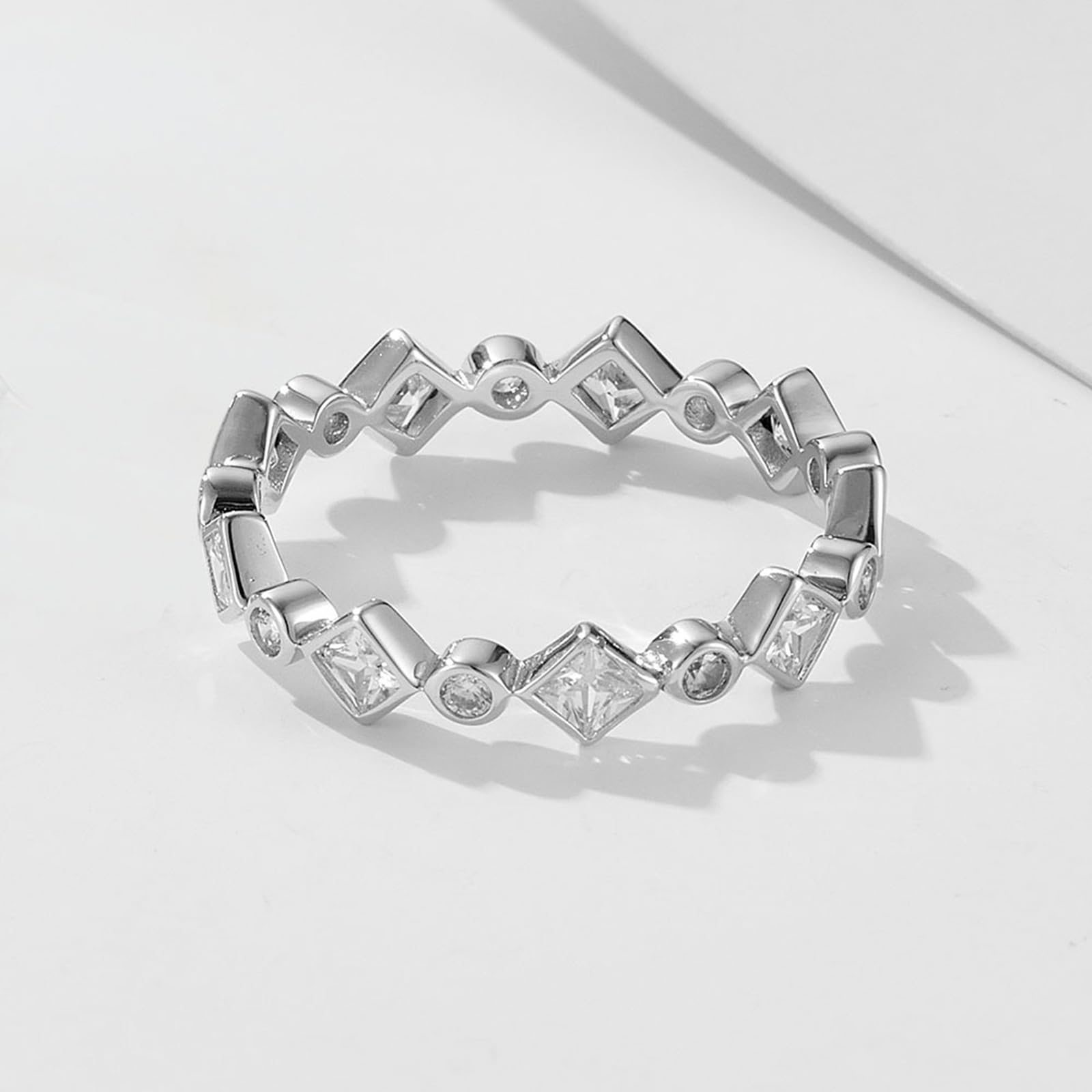 Anello Matrimonio Donna, Oro 9K/14K/18K Anello con promessa Geometrica con moissanite