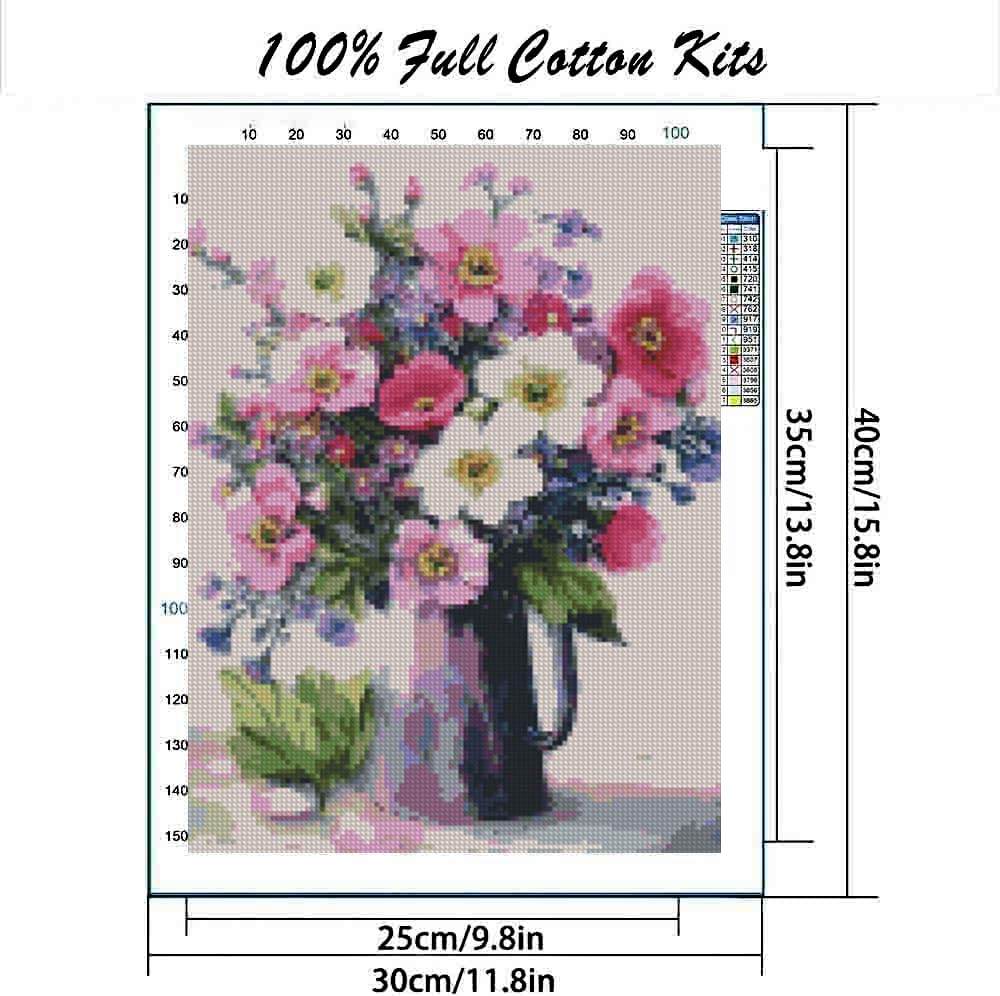 Beginner Cross Stitch Kits - DIY Flower Designs -2