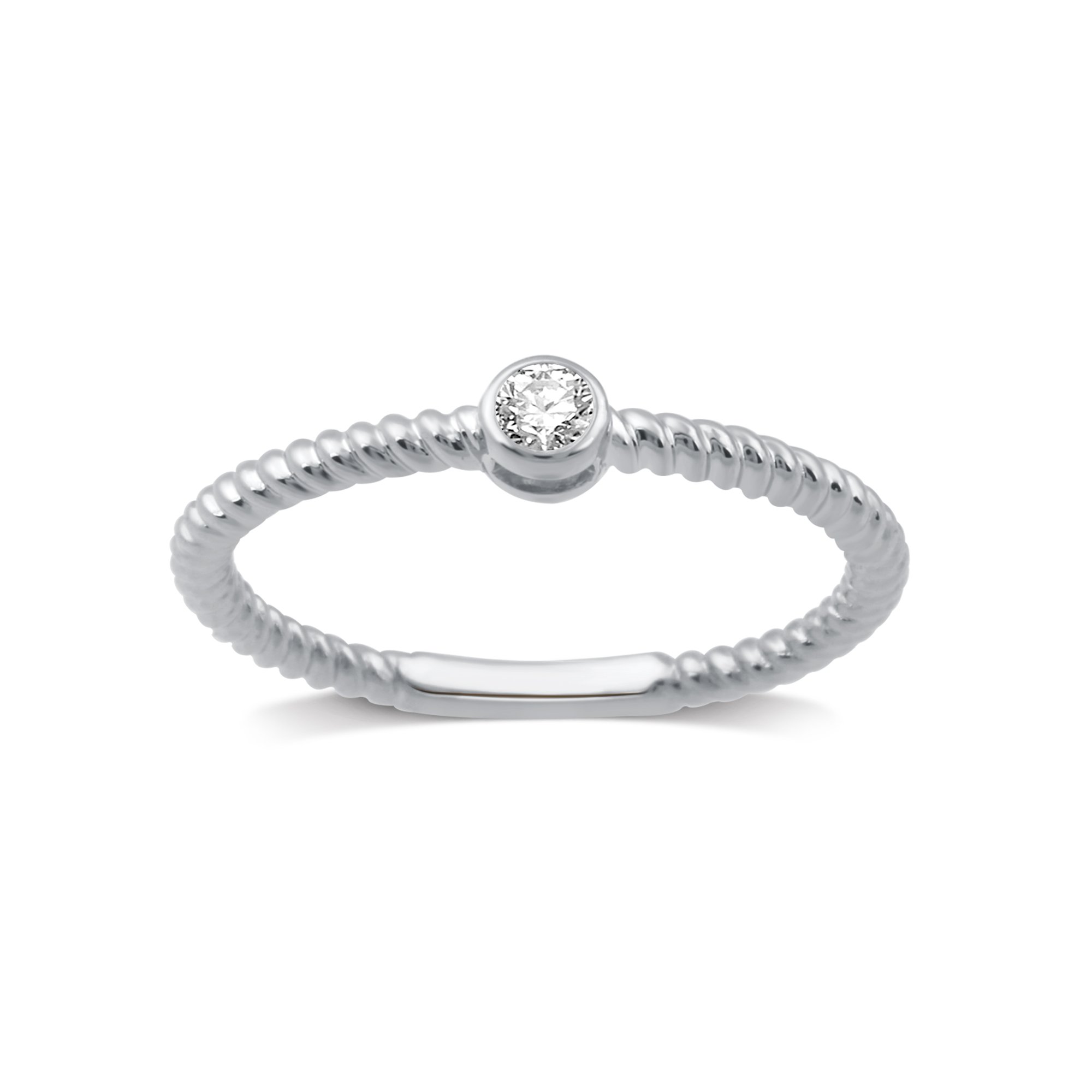 Diamond Accent Sterling Silver Stackable Ring in White and Yellow