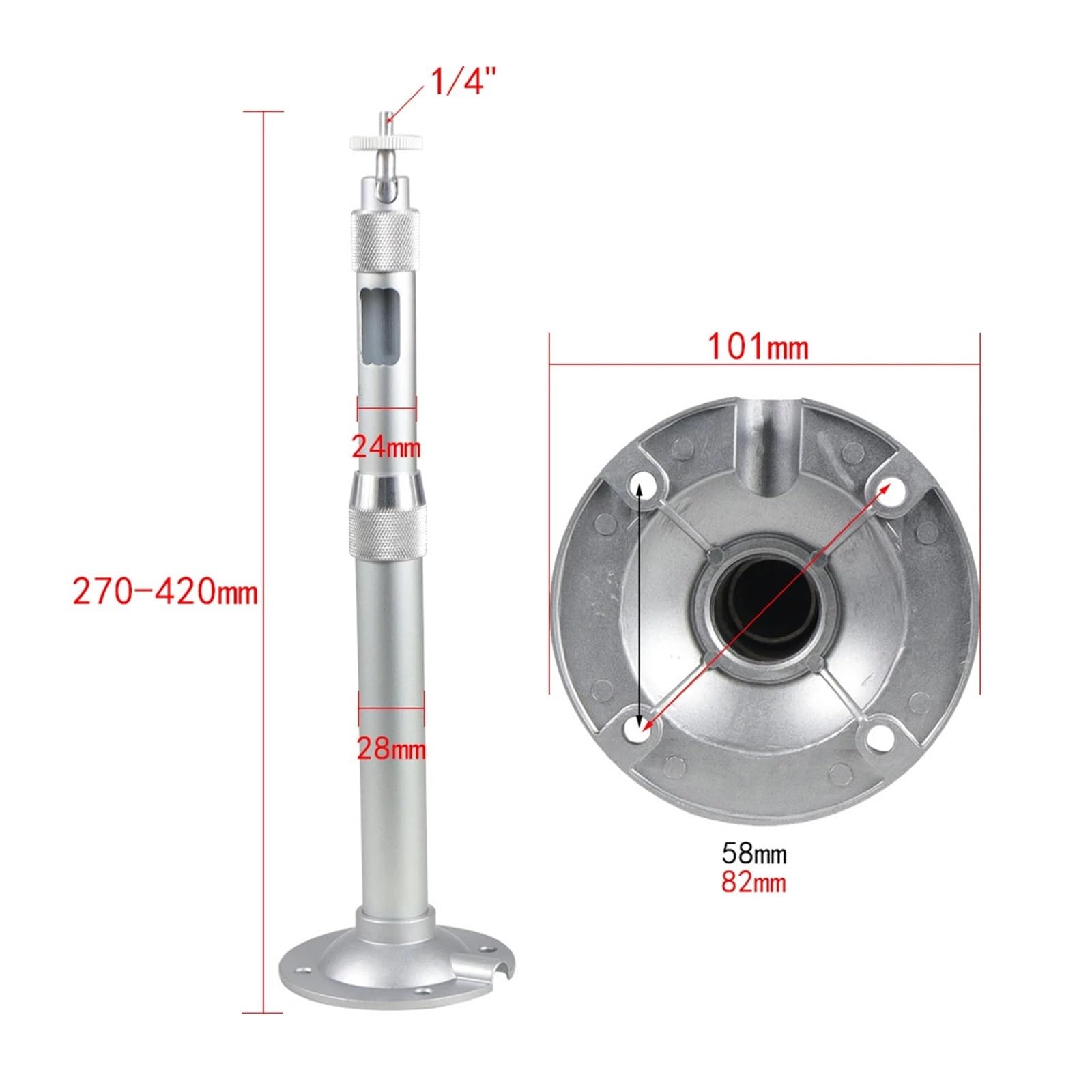 Supporto for proiettore, lega di alluminio, girevole, 1/4"